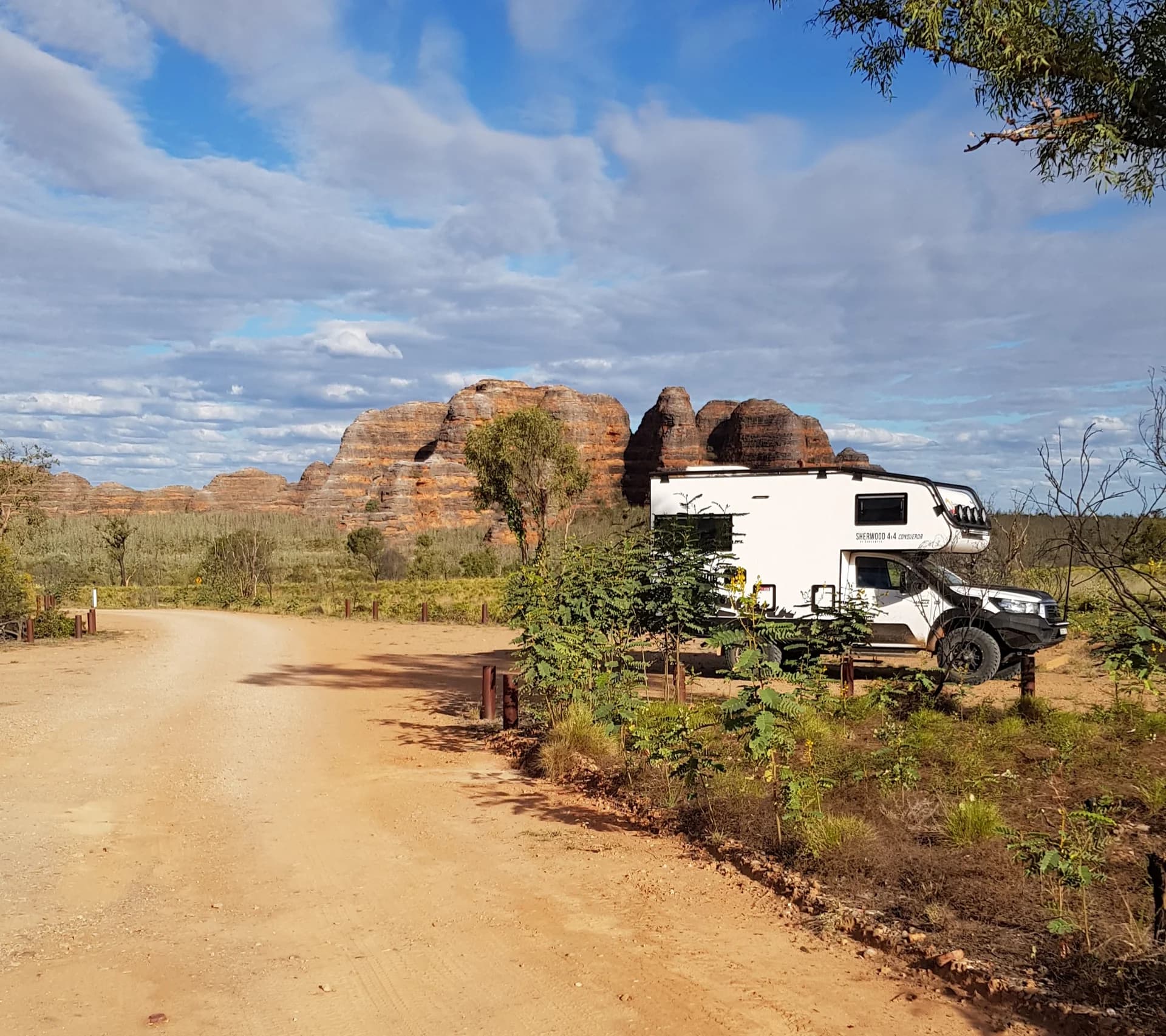 Suncamper Sherwood beside the Bungle Bungles beehive domes, Purnululu National Park