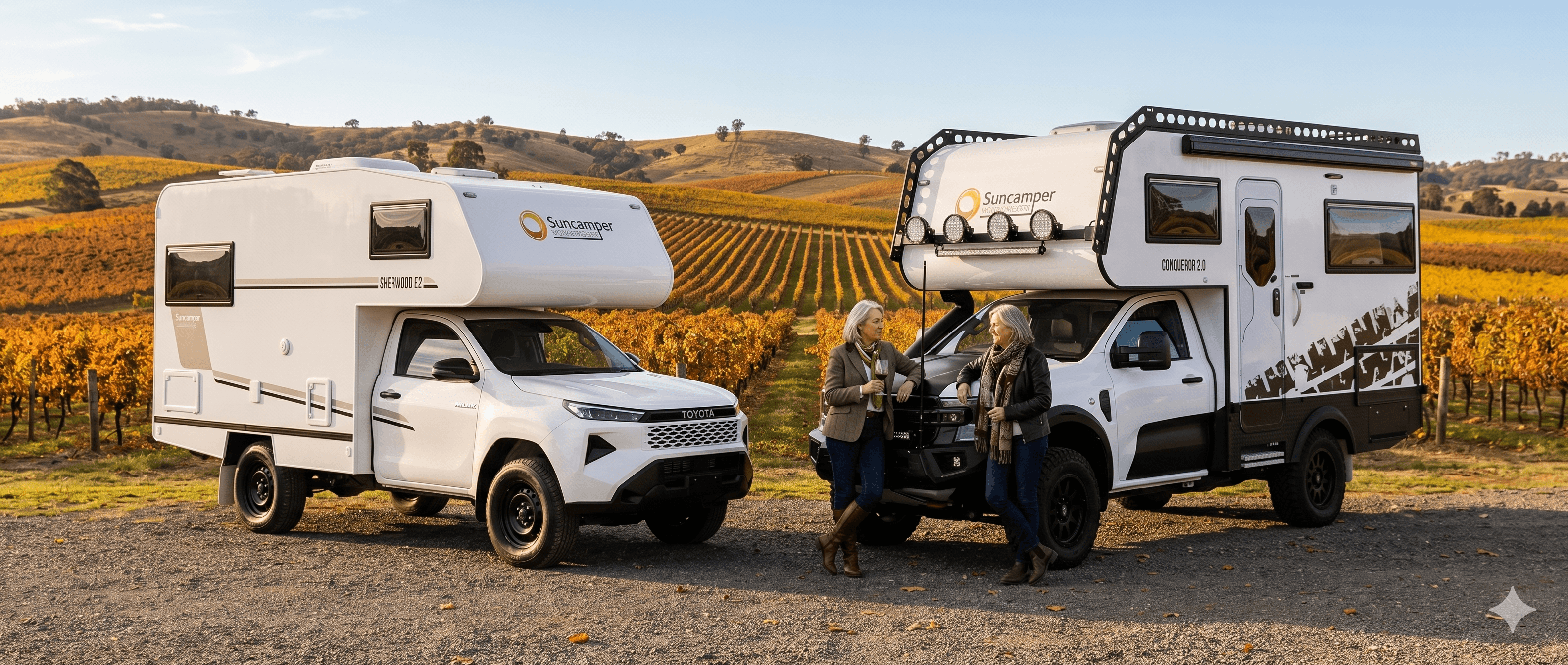 Suncamper motorhome range — compare Sherwood, Saxby and Sovereign models side by side