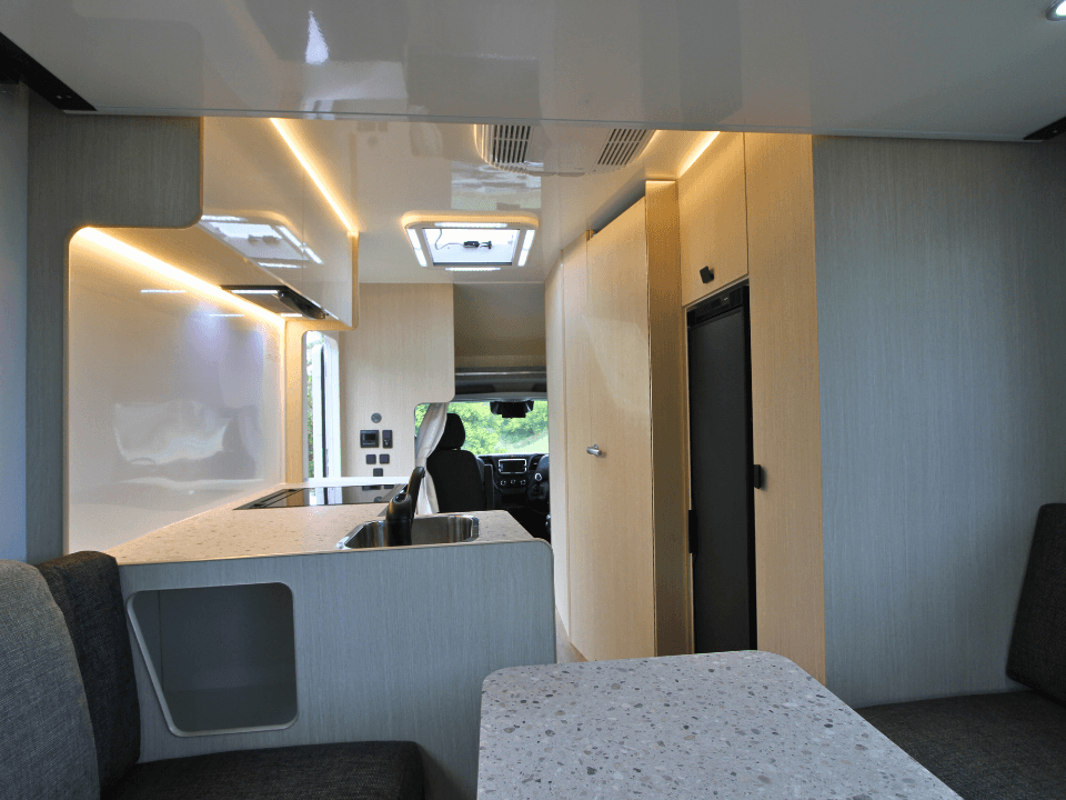 Suncamper Saxby V-2 seating detail — interior