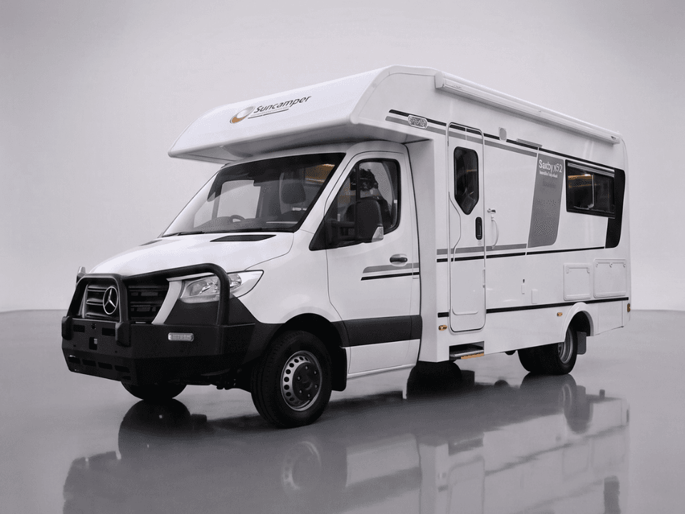 Suncamper Saxby X-2 bathroom finish — bathroom