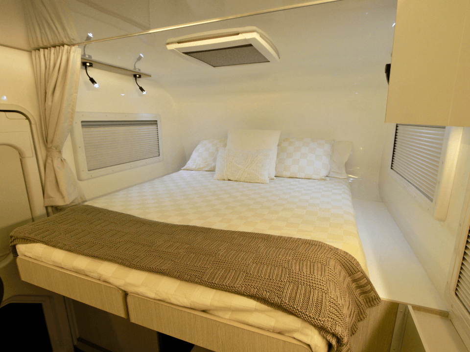 Suncamper Sherwood Conqueror 3.0 North South Queen bed configuration