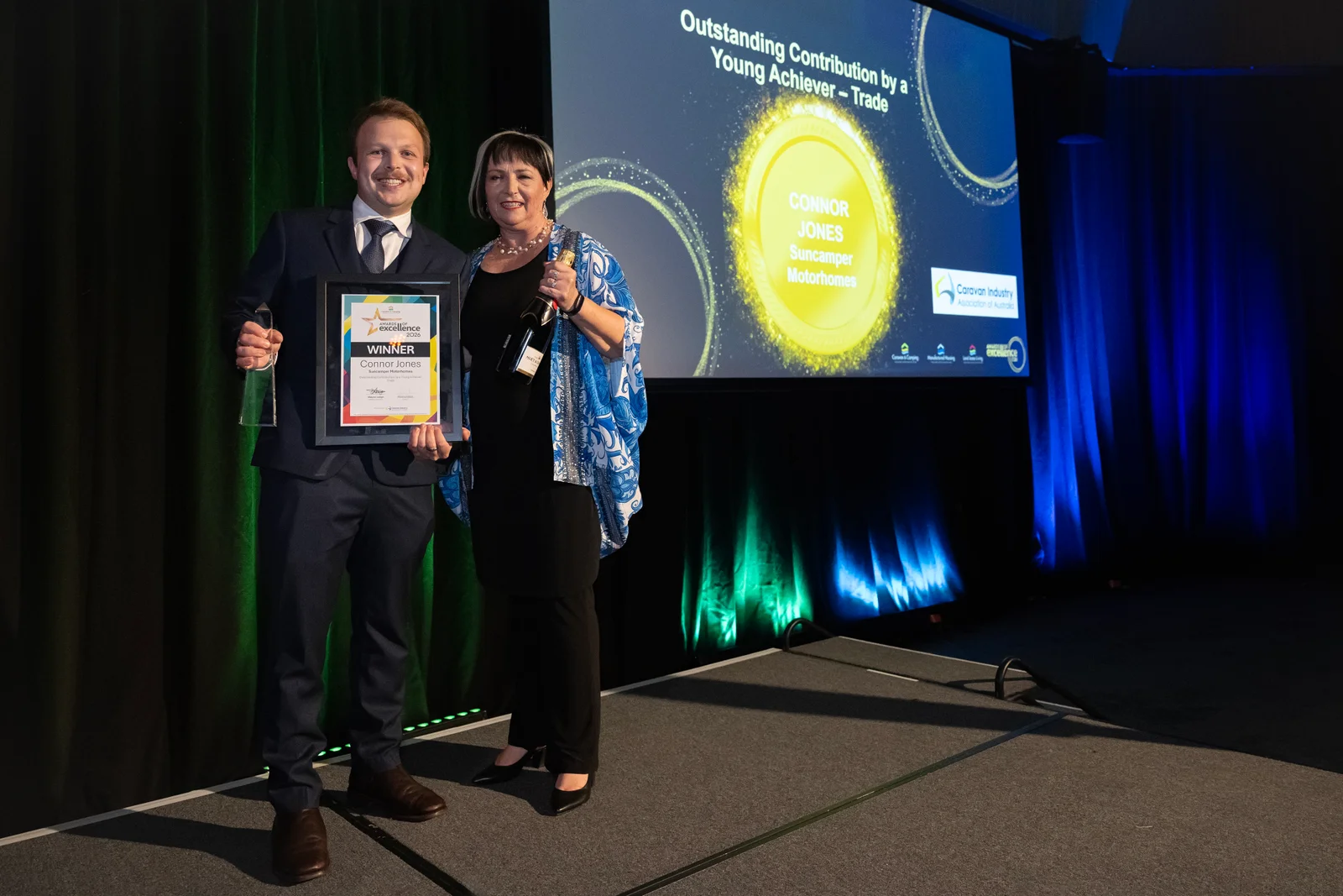 Connor Jones accepting the Outstanding Young Achiever award at the 2026 CCIA NSW Awards of Excellence
