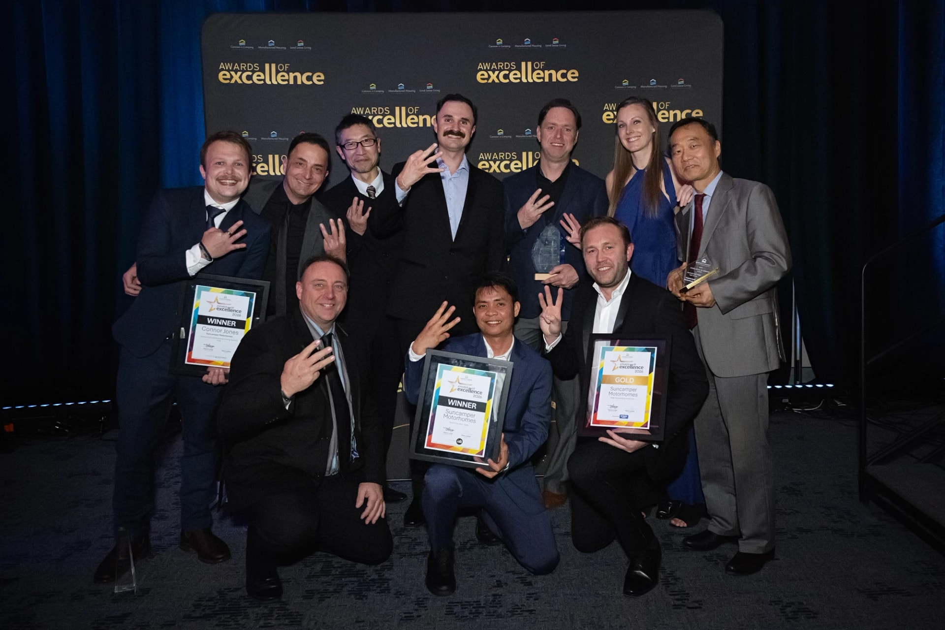 The Suncamper team with their awards at the 2026 CCIA NSW Awards of Excellence