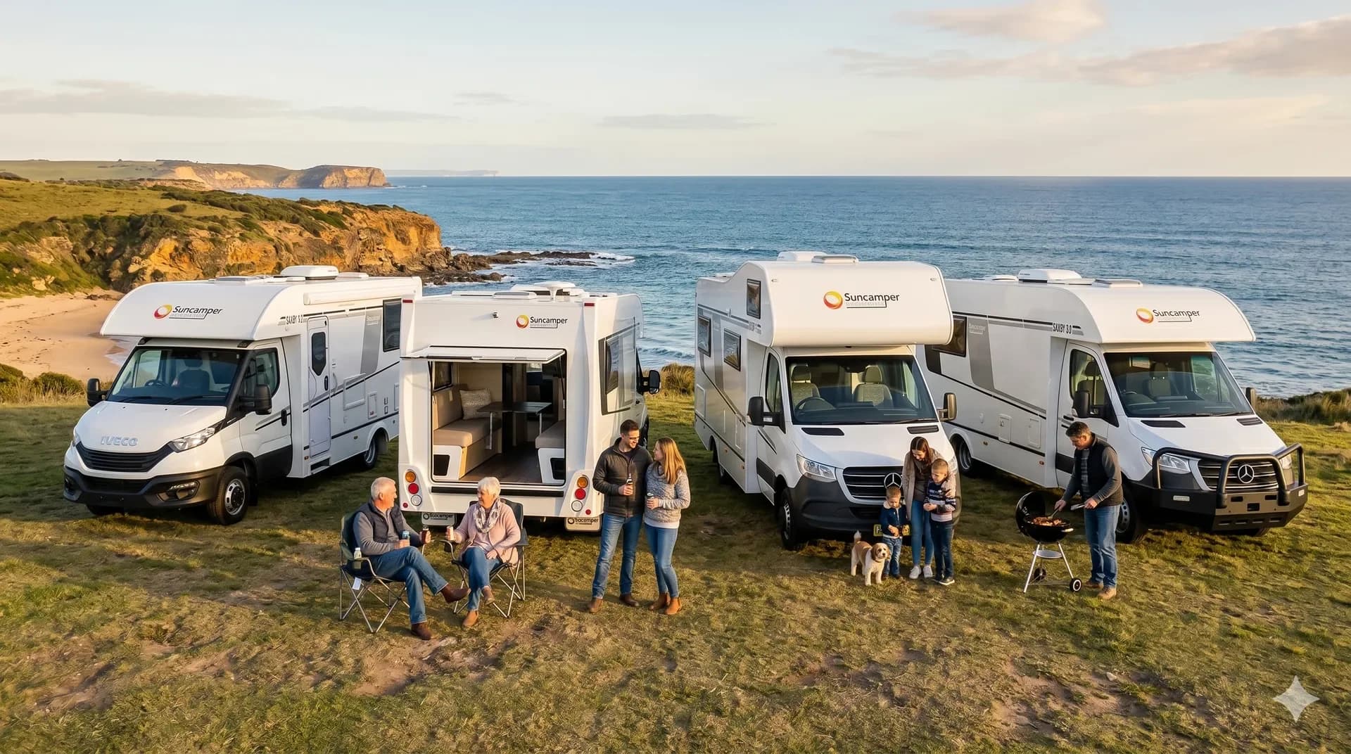Suncamper Saxby range — V-2, S-2, F-2 and X-2 mid-size touring motorhomes